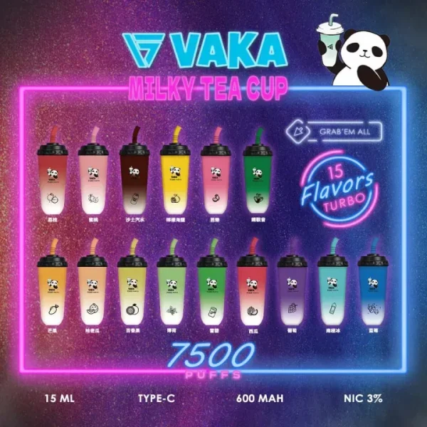 VAKA奶茶杯 7500口一次性拋棄式電子煙：圖片 2